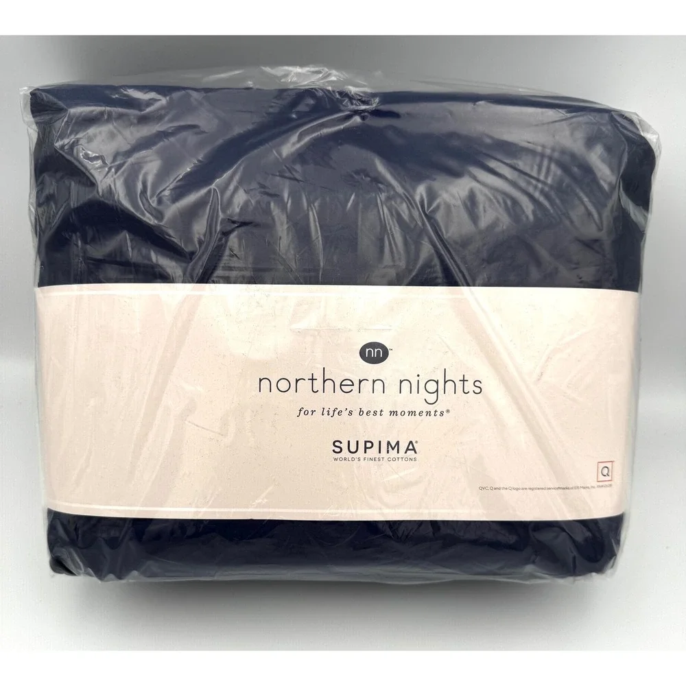 Northern Nights Queen 500TC Supima Cotton Bed Sheet Set Navy Blue New